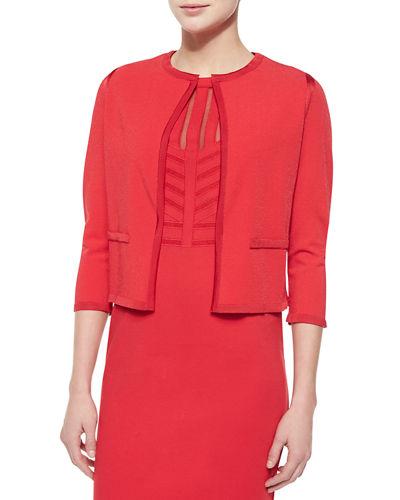 Knit Trim Visc Open Cardigan