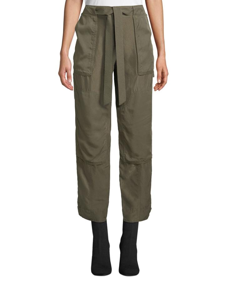 Henri Belted Silk Cargo Pants