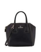 Minimi Leather Satchel Bag, Black