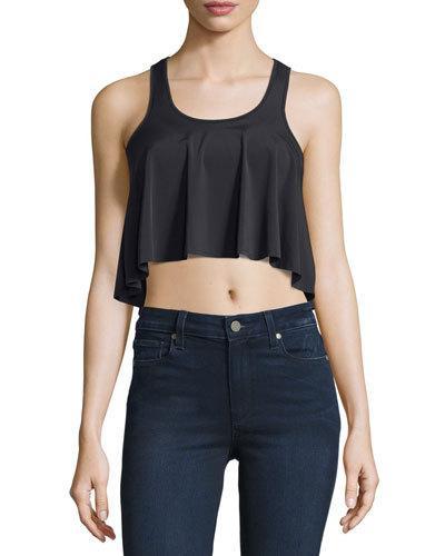 Tippi Flutter Crop Tank, Black