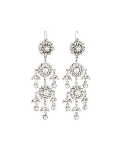 Victorian Pearl & Crystal Chandelier Earrings