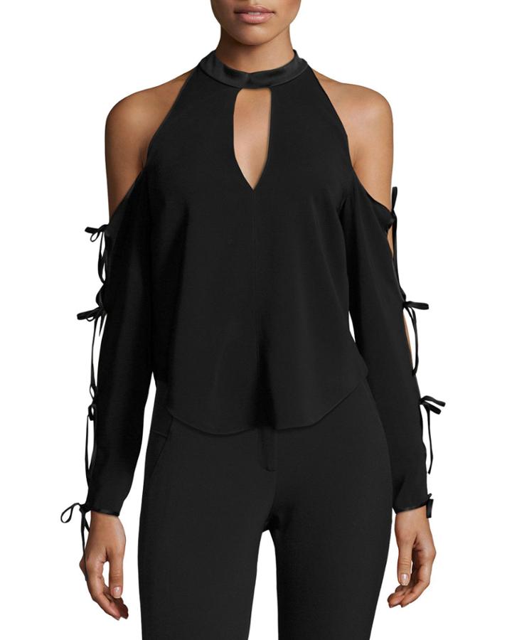 Lachland Cold-shoulder Collar Cutout Blouse