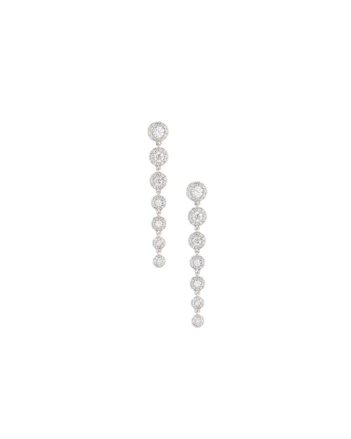 14k White Gold Linear Diamond Halo Earrings