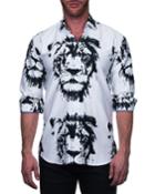 Men's Fibonacci Shaped Sport Shirt - Lion Draw White