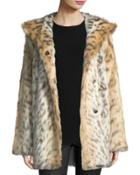 Hooded Snow-leopard-print Faux-fur Jacket