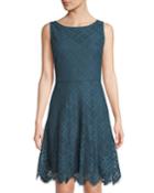 Lattice-lace Scalloped Fit & Flare Dress