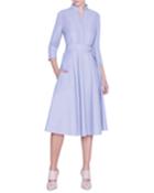 Striped 3/4-sleeve Belted