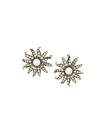 Ayu Sunflower Pearl Button Earrings,