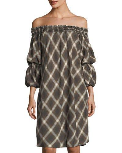 Plaid Off-the-shoulder