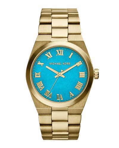 Mid-size Channing Golden Stainless Steel Three-hand Watch