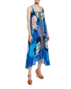 Kara Floral-print Scoop-neck Sleeveless Dress W/