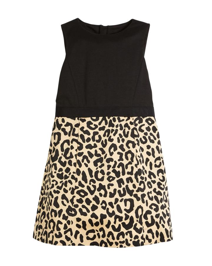 Panel Cheetah-skirt Dress,
