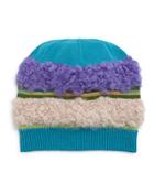 Fuzzy Striped Knit Hat