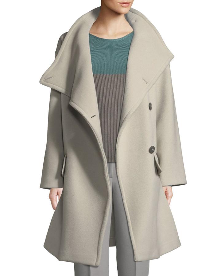 High-collar Wool Drama Coat