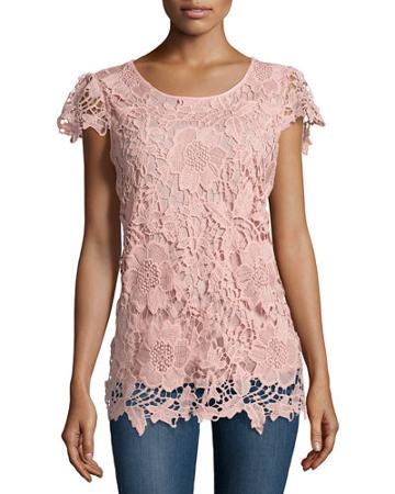 Cap-sleeve Lace-overlay Blouse