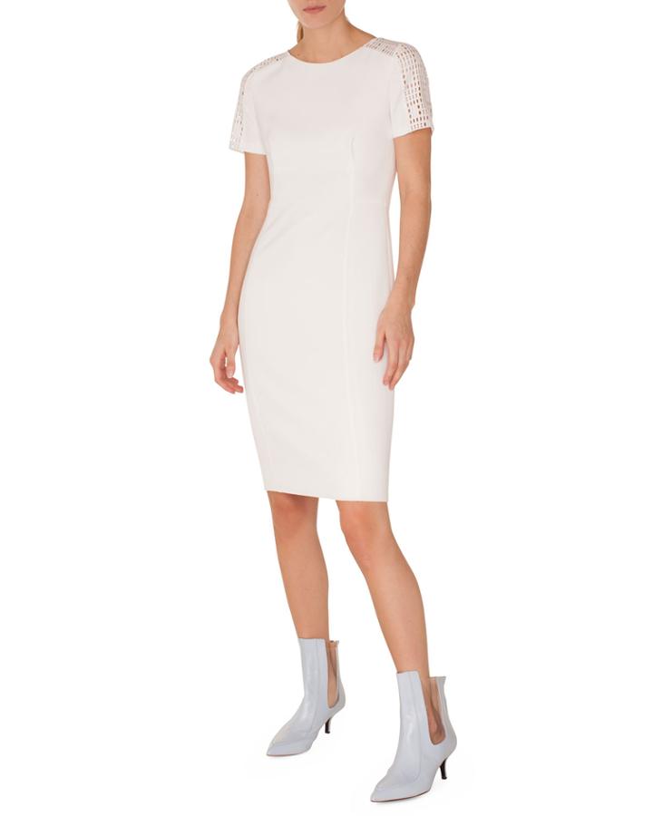 Crewneck Lace-shoulder Short-sleeve Jersey