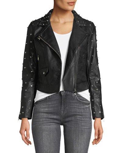 Skull-embroidered Faux-leather