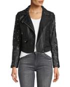 Skull-embroidered Faux-leather