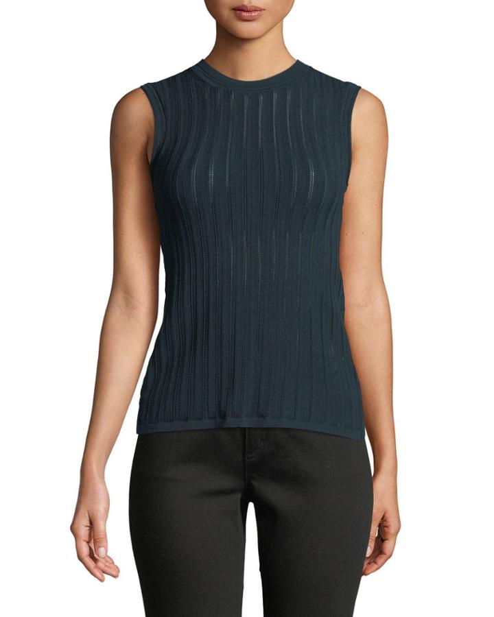 Pointelle Prosecco Knit Crisscross Top