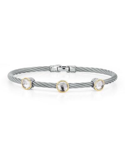 Triple Topaz Station Cable Bracelet, Gray