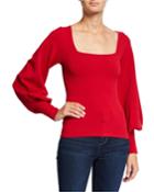 Bishop-sleeve Square-neck