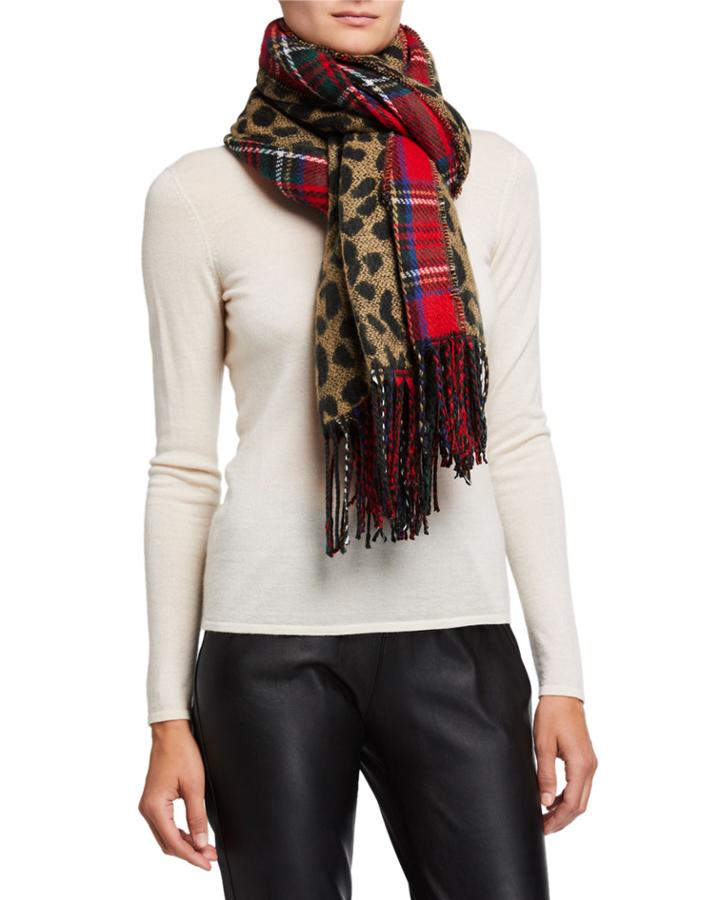 Leopard-print & Plaid Double-sided