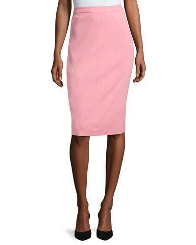 Straight Knit Pencil Skirt, Flamingo