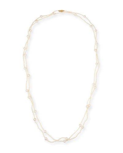 14k White Freshwater Pearl Rope Necklace,