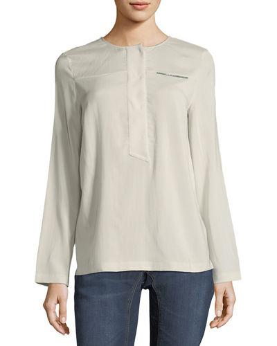 Stretch Silk Monili-trim T-shirt