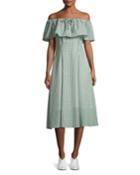 Olivia Off-the-shoulder Gingham-printed Dress