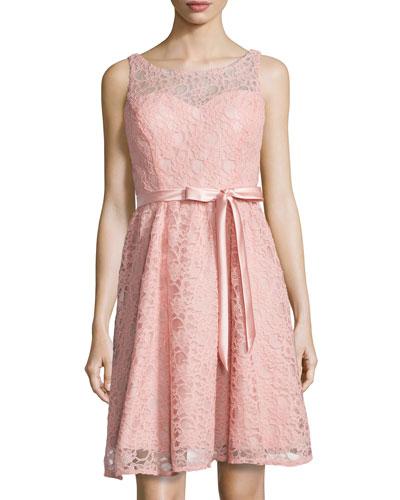 Sleeveless Lace Fit-and-flare Dress