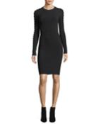 Crewneck Raglan Strap-detail Rib-knit Dress
