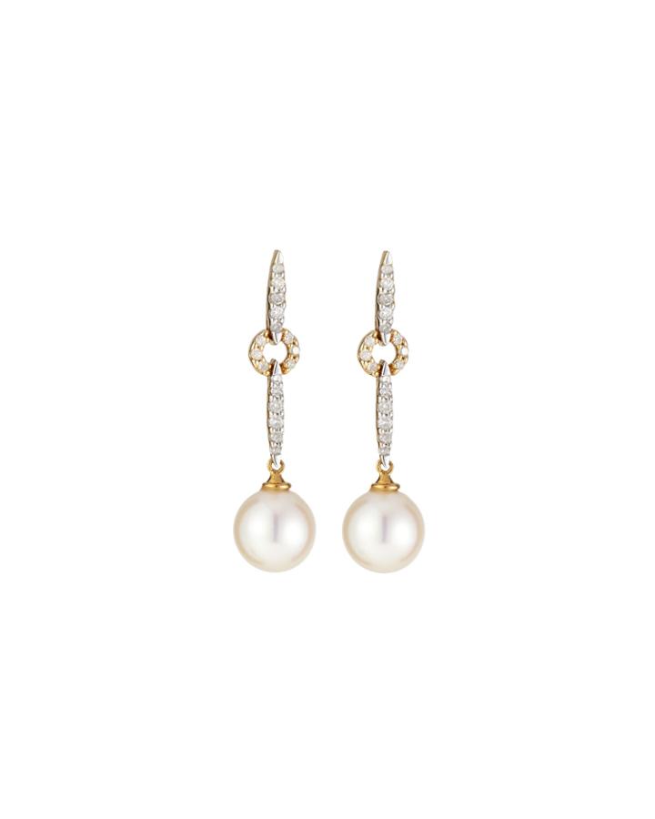 Belpearl 18k Diamond & Pearl Link Drop Earrings, Women's