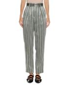 High-waist Straight-leg Striped