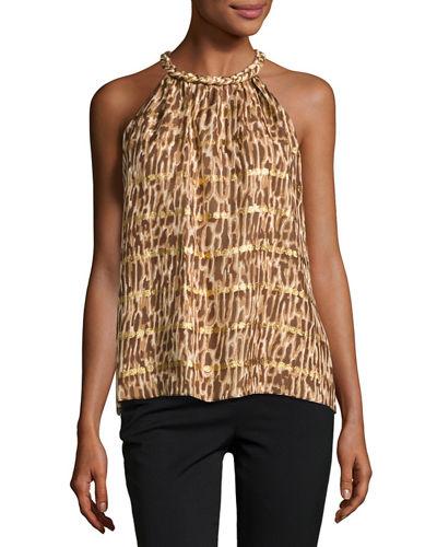 Goldi Silk-blend Flyaway-back Halter Top