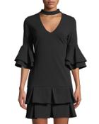 Kyhle Choker Ruffle Pleated Dress