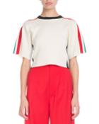 Crewneck Short-sleeve Racer-stripe Crop