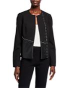 Studded Faux Leather Panel Jacket