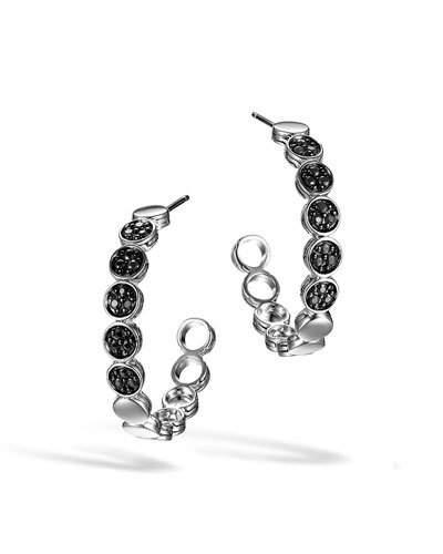 Silver Dot Lava Small Hoop Earrings With Black