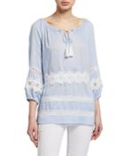 Long-sleeve Peasant Blouse With Applique