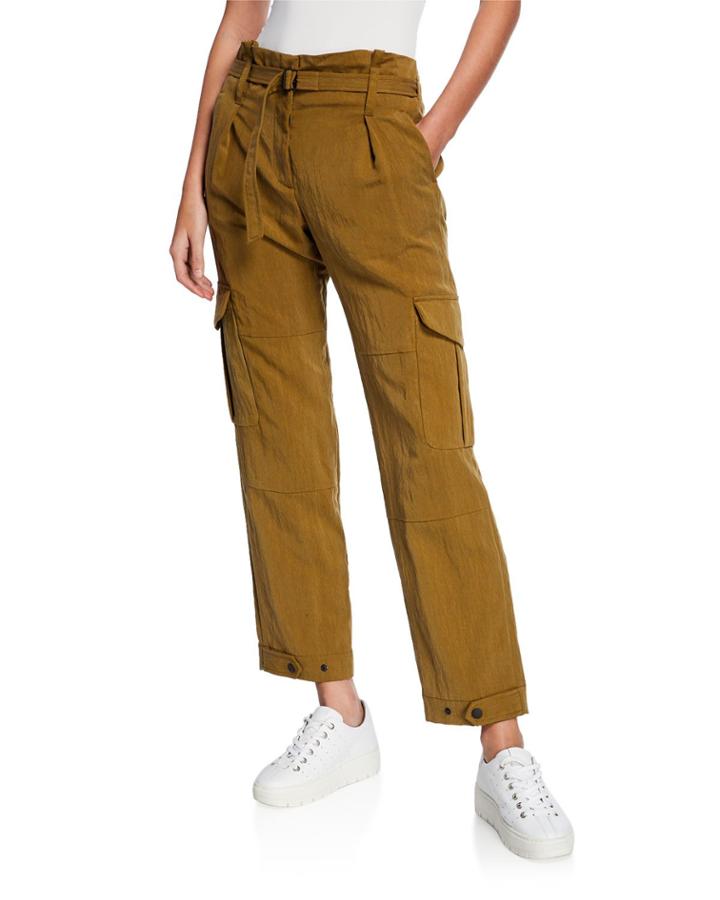 Tilda Belted Straight-leg Cargo Pants