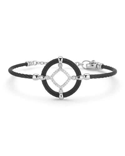 Open Diamond-station Cable Bracelet, Black