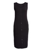 Scoop-neck Dress With Faux Placket