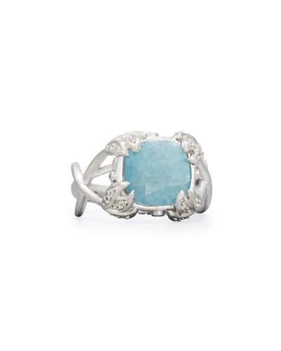 18k Floral Aquamarine & Diamond Ring