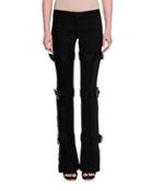 Three-buckle Lace-inset Tuxedo Pants, Black