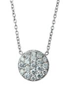 14k White Gold Diamond Circle Pendant Necklace