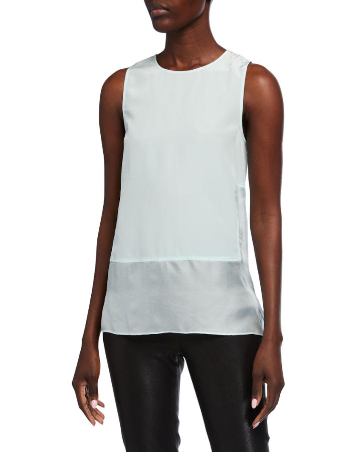 Sleeveless Silk-blend Gauze Top