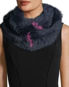 Rabbit Fur Knit Striped Infinity