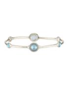 Stella Sterling Silver Bangle In Swiss Blue Topaz With Diamonds
