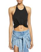 High-neck Twisted Halter Crop Tank